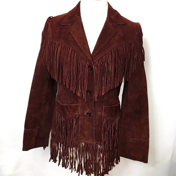 DAWN  Leather Fringe Western Cowgirl  70's Style Jacket Vintage - Picture 2 of 16